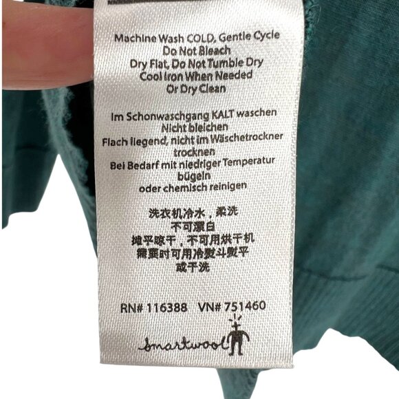 Smartwool Mens Merino Wool Crew Neck Colorblock Sweater Gray Teal Size Large - Picture 11 of 11